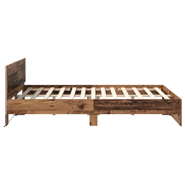 Sängyn runko LED-nauhoilla Vanha Puu 120 x 200 cm Tekninen puu