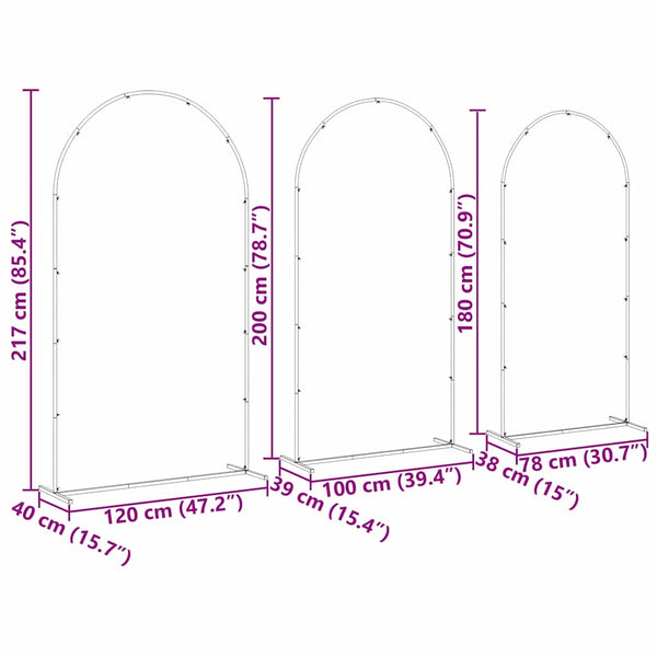 Häät Kaari 3 kpl Kulta 120 x 40 x 217 cm Teräs