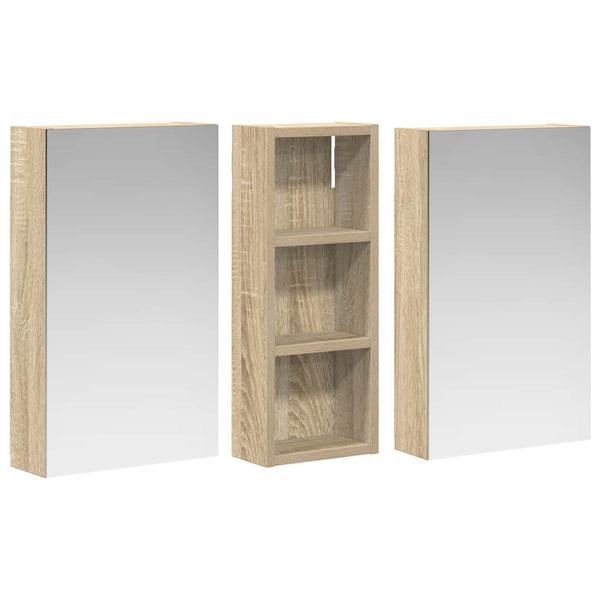 Kylpyhuoneen kaappisetti 3 kpl 80 x 10,5 x 50 cm Tekninen puu