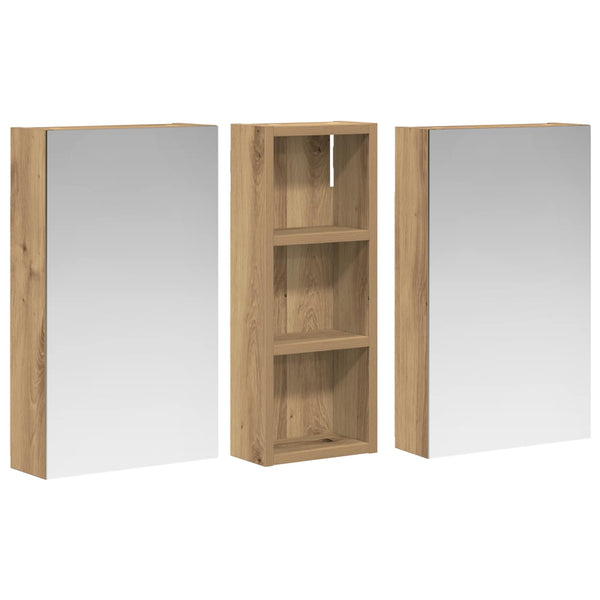 Kylpyhuoneen kaappisetti 3 kpl 80 x 10,5 x 50 cm Tekninen puu