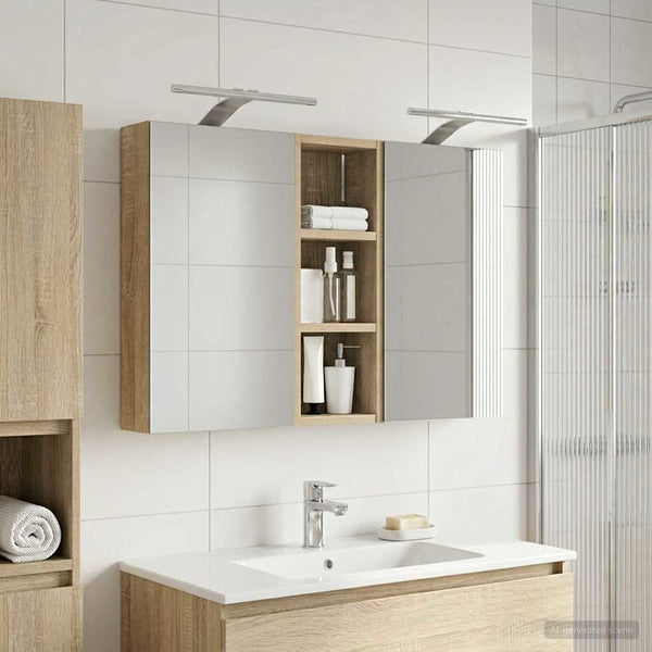 Kylpyhuoneen kaappisetti 3 kpl 80 x 10,5 x 50 cm Tekninen puu