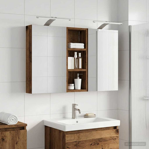 Kylpyhuoneen kaappisetti 3 kpl 80 x 10,5 x 50 cm Tekninen puu