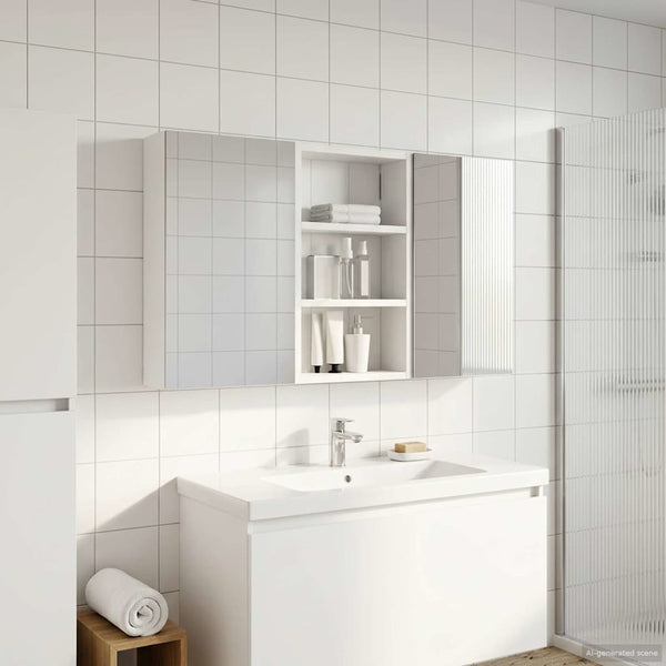 Kylpyhuoneen kaappisetti 3 kpl 90 x 10,5 x 50 cm Tekninen puu