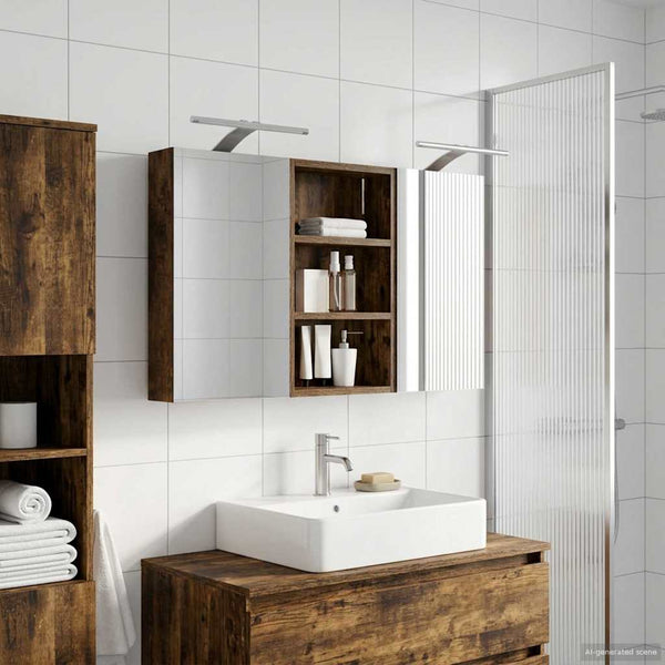 Kylpyhuoneen kaappisetti 3 kpl 90 x 10,5 x 50 cm Tekninen puu
