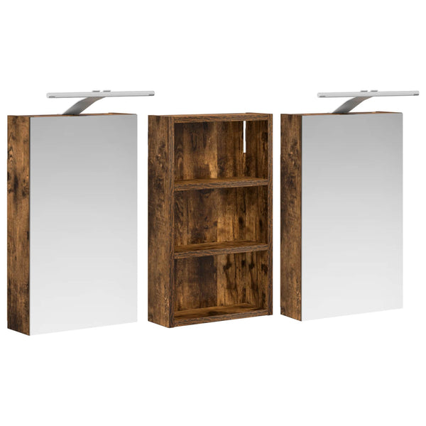 Kylpyhuoneen kaappisetti 3 kpl 90 x 10,5 x 50 cm Tekninen puu