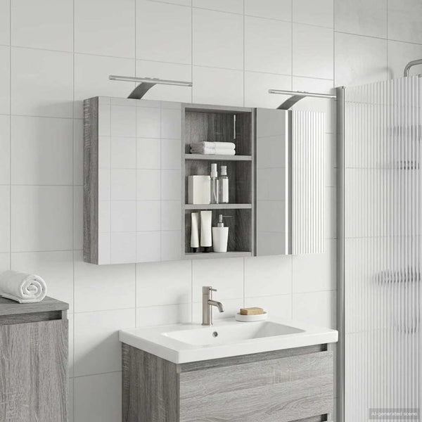Kylpyhuoneen kaappisetti 3 kpl 90 x 10,5 x 50 cm Tekninen puu