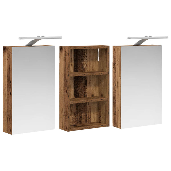 Kylpyhuoneen kaappisetti 3 kpl 90 x 10,5 x 50 cm Tekninen puu