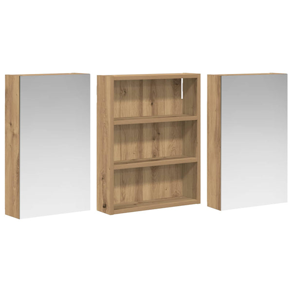 Kylpyhuoneen kaappisetti 3 kpl 100 x 10,5 x 50 cm Tekninen puu