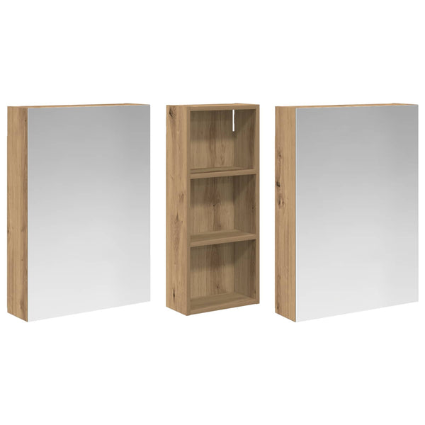 Kylpyhuoneen kaappisetti 3 kpl 130 x 14,5 x 70 cm Tekninen puu