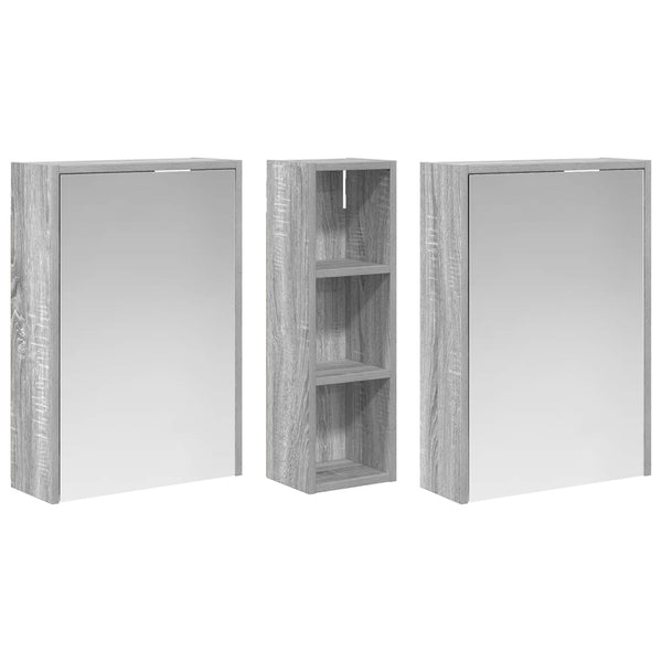 Kylpyhuoneen kaappisetti 3 kpl 106 x 16 x 62,5 cm Tekninen puu