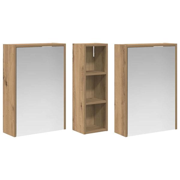Kylpyhuoneen kaappisetti 3 kpl 106 x 16 x 62,5 cm Tekninen puu