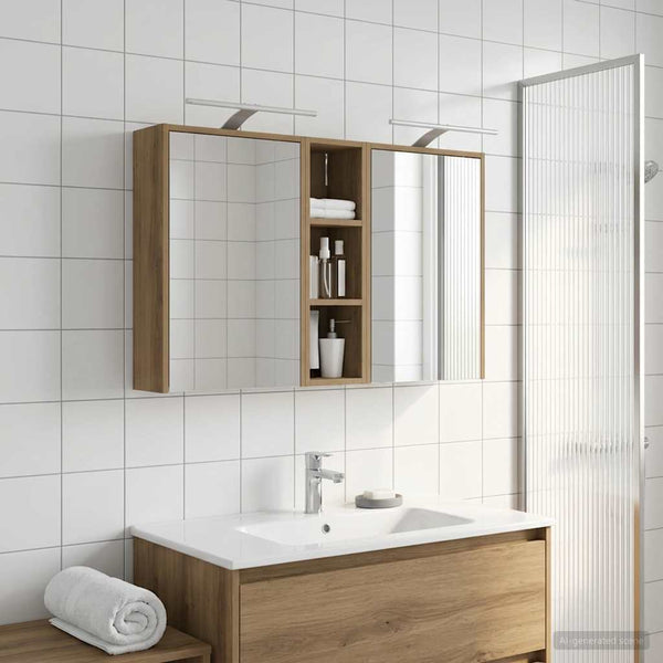 Kylpyhuoneen kaappisetti 3 kpl 106 x 16 x 62,5 cm Tekninen puu
