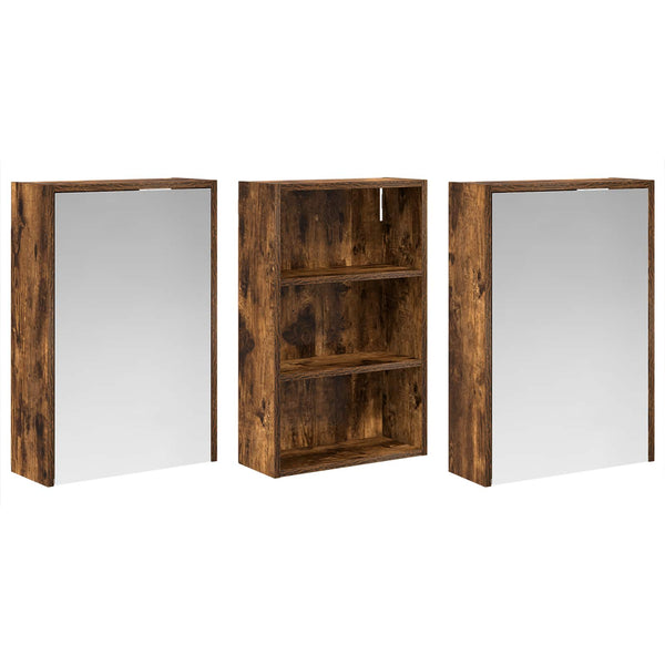 Kylpyhuoneen kaappisetti 3 kpl 126 x 16 x 62.5 cm Tekninen puu