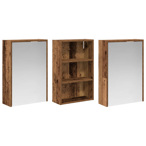 Kylpyhuoneen kaappisetti 3 kpl 126 x 16 x 62.5 cm Tekninen puu