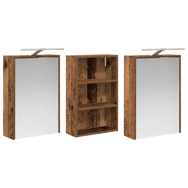 Kylpyhuoneen kaappisetti 3 kpl 126 x 16 x 62.5 cm Tekninen puu