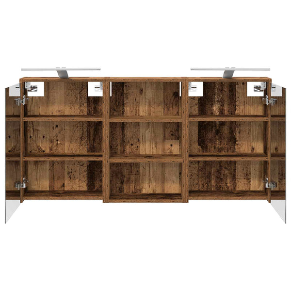 Kylpyhuoneen kaappisetti 3 kpl 126 x 16 x 62.5 cm Tekninen puu