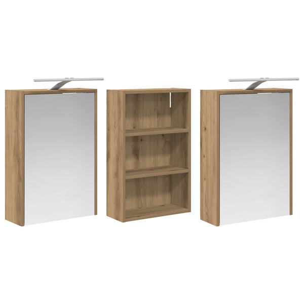 Kylpyhuoneen kaappisetti 3 kpl 126 x 16 x 62.5 cm Tekninen puu