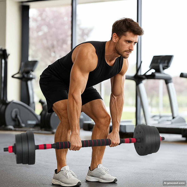 2-in-1 Musta ja punainen Käsipainosetti 121 x 19,5 x 19,5 cm