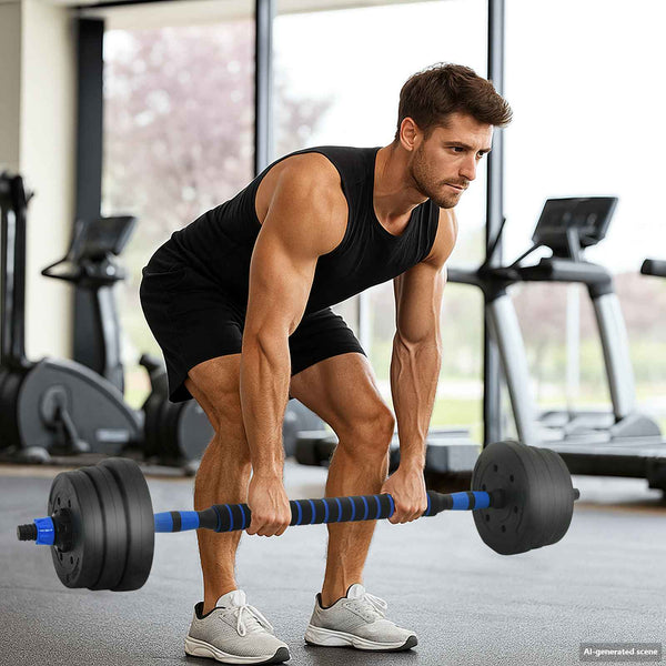 2-in-1 Musta ja Sininen Käsipainosetti 121 x 19,5 x 19,5 cm