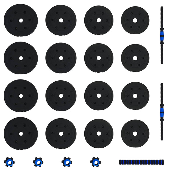 2-in-1 Musta ja Sininen Käsipainosetti 121 x 19,5 x 19,5 cm
