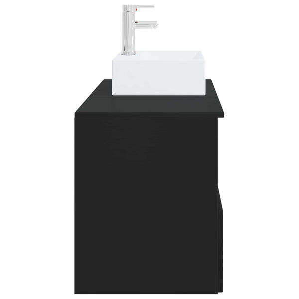 Kylpyhuonekalustesetti 2 kpl Musta Tekninen puu