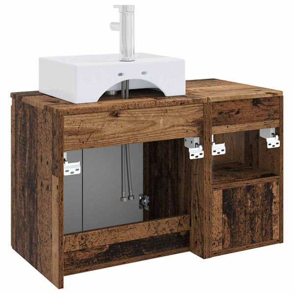 Kylpyhuonekalustesetti 2 kpl Vanha puu Tekninen puu