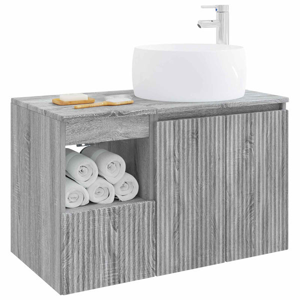 Kylpyhuonekalustesetti 2 kpl Harmaa Sonoma Tekninen puu