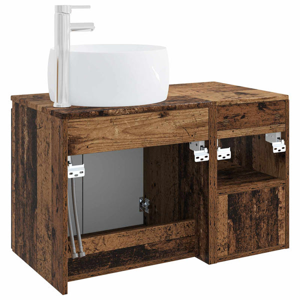 Kylpyhuonekalustesetti 2 kpl Vanha puu Tekninen puu