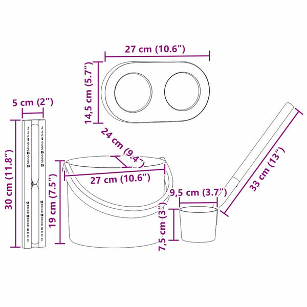 Saunapkipakkaus 4 pcs Musta 8.5 x 8 x 4.5 cm Alumiini