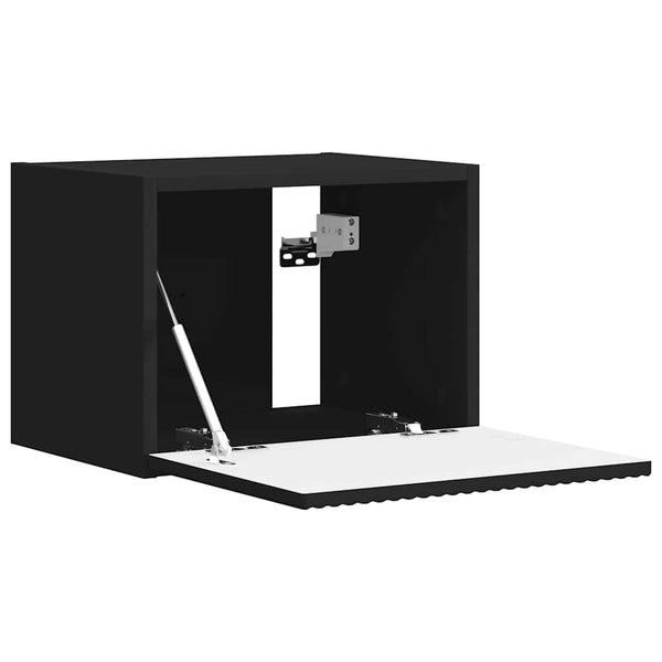 Kaksi kappaletta Musta TV-seinäkaappi 60 x 31 x 29.5 cm Teknistä puuta