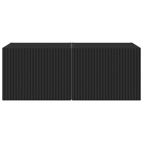 Kaksi kappaletta Musta TV-seinäkaappi 60 x 31 x 29.5 cm Teknistä puuta