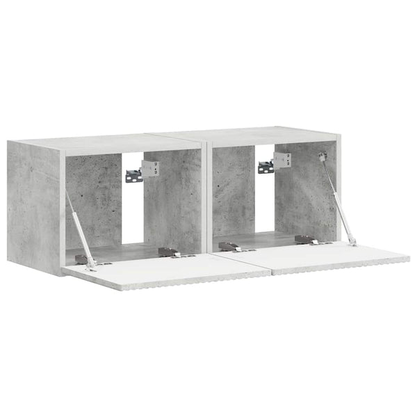 2 pcs TV-seinäkaappi Tekninen puu 60 x 31 x 29.5 cm Betoni