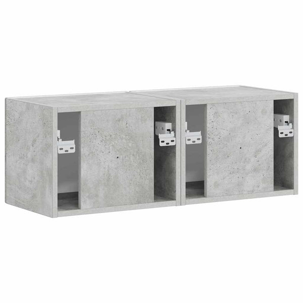 2 pcs TV-seinäkaappi Tekninen puu 60 x 31 x 29.5 cm Betoni