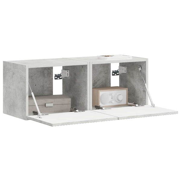 2 pcs TV-seinäkaappi Tekninen puu 60 x 31 x 29.5 cm Betoni