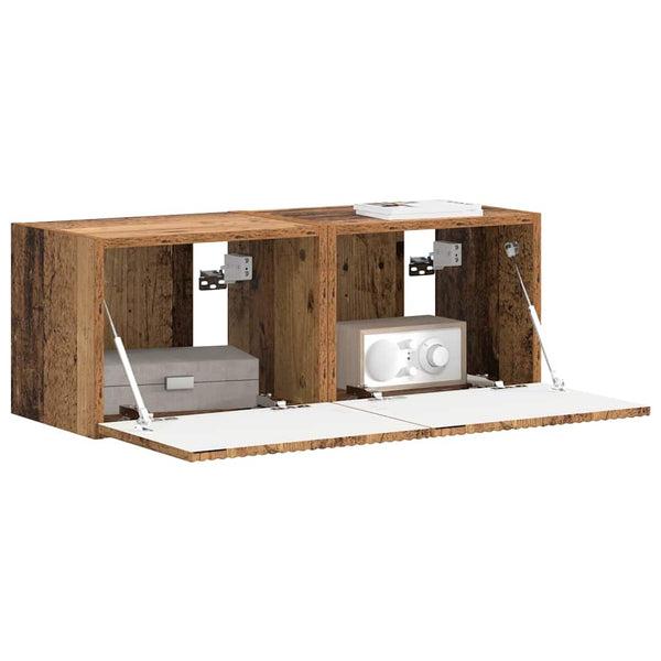 Tekninen puu TV-seinäkaappi 2 pcs 60 x 31 x 29.5 cm Vanha Puu