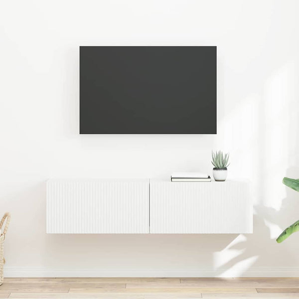 2 kpl TV-seinäkaappi Valkoinen 60 x 31 x 29.5 cm Tekninen puu