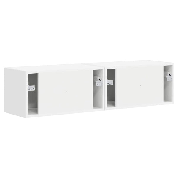2 kpl TV-seinäkaappi Valkoinen 60 x 31 x 29.5 cm Tekninen puu