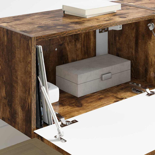 2 kpl TV-seinäkaappi Savupähkinä 60 x 31 x 29.5 cm Tekninen puu