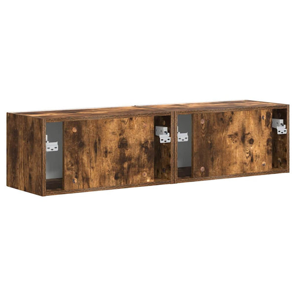 2 kpl TV-seinäkaappi Savupähkinä 60 x 31 x 29.5 cm Tekninen puu