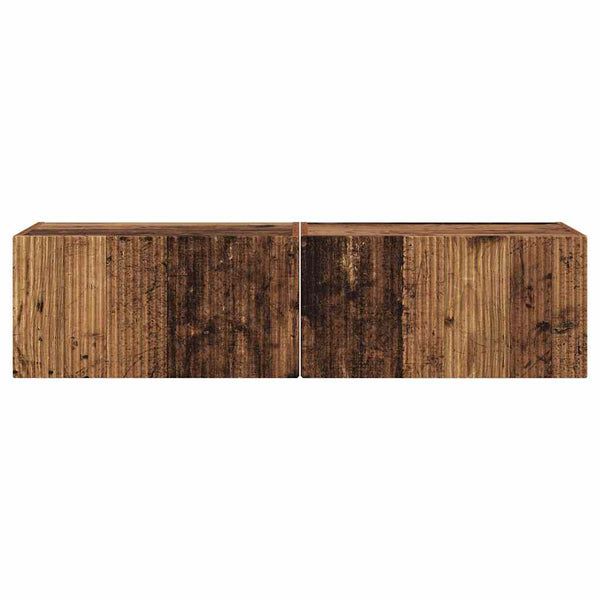 2 pcs TV-seinäkaappi Vanha Puu 60 x 31 x 29.5 cm Tekninen puu