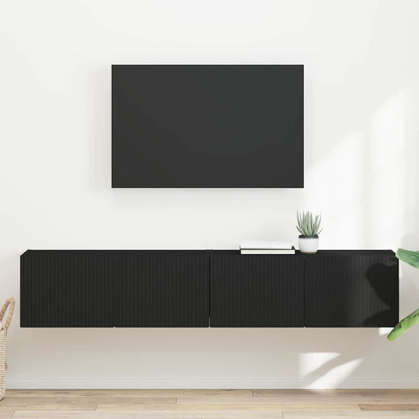 TV-seinäkaappi 2 osaa Musta 60 x 31 x 29.5 cm Tekninen puu