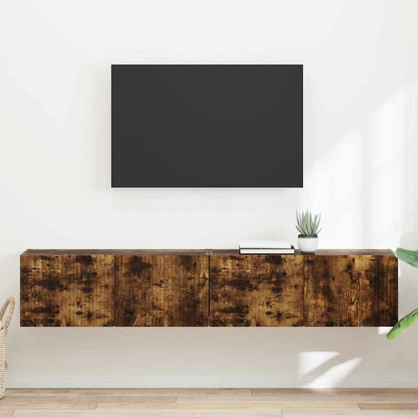 TV-seinäkaappi 2 osaa Savupähkinä 60 x 31 x 29.5 cm Tekninen puu