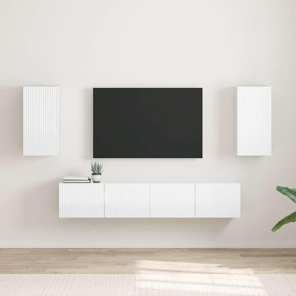 TV-seinäkaappi 2 pcs Kiiltävä Valkoinen 30 x 31 x 60 cm