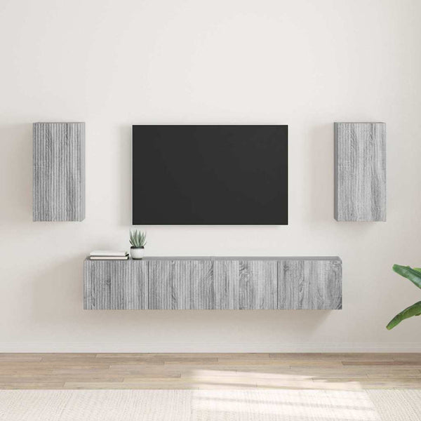 TV-seinäkaappi 2 pcs Harmaa Sonoma 30 x 31 x 60 cm Tekninen puu