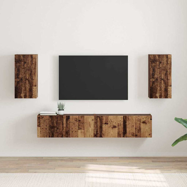 TV-seinäkaappi 2 pcs Vanha Puu 30 x 31 x 60 cm Tekninen puu