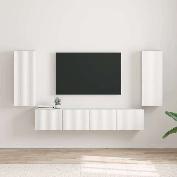 TV-seinäkaappi 2 pcs Valkoinen 30 x 31 x 80 cm Tekninen puu