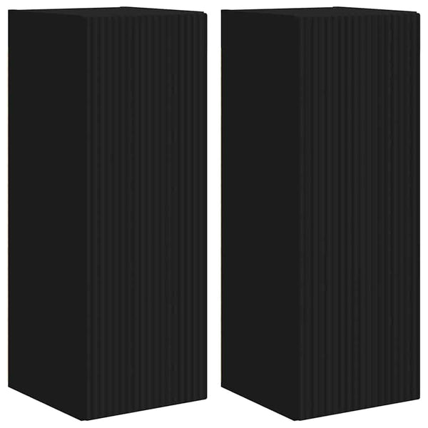 TV-seinäkaappi 2 pcs Musta 30 x 31 x 80 cm Tekninen puu