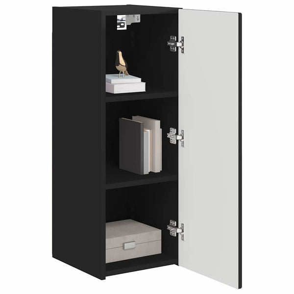 TV-seinäkaappi 2 pcs Musta 30 x 31 x 80 cm Tekninen puu