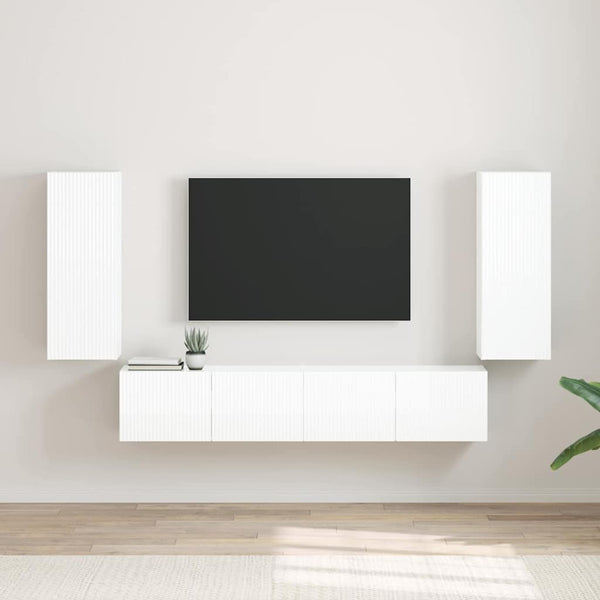 TV-seinäkaappi 2 pcs Kiiltävä Valkoinen 30 x 31 x 80 cm