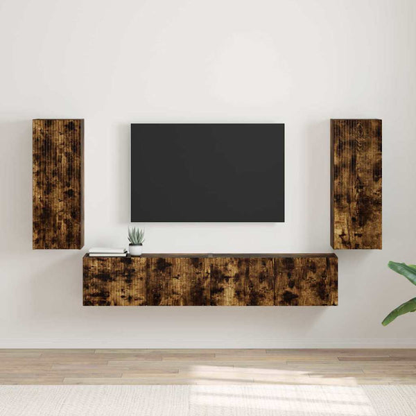 TV-seinäkaappi 2 pcs Savupähkinä 30 x 31 x 80 cm Tekninen puu